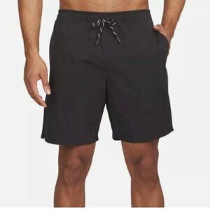 NEW Lands' End Mens XL Black Swim Shorts Polyester UPF 50 Built-In Boxer